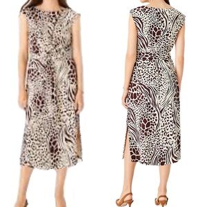 ANN TAYLOR NWT Midi Dress Animal Print Sz 18